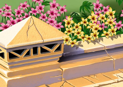 Ancient Low Wall - Background Illustration