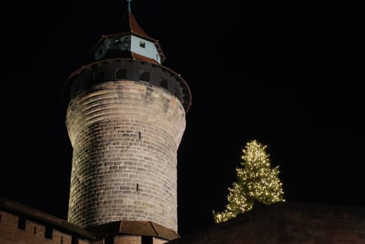 Christmas in the city of Nuremberg Sinwellturm Burg