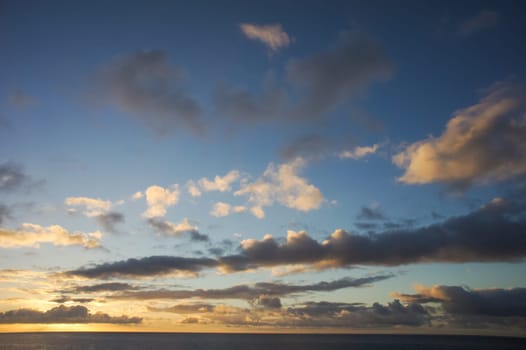 Colred Sunrise Clouds over the Atlantic Ocean in Tenerife Canary Islands