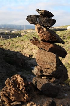 Buddist Volcanic Rocks Column in Tenerife Canary Islands Spain