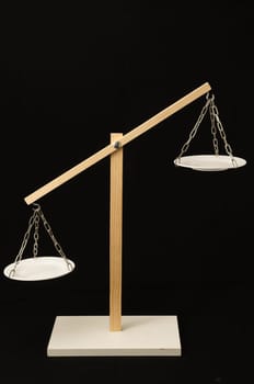 Two White Pan Balance on a Black Background