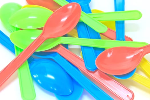 Colorful Spoon plastic isolated on white background
