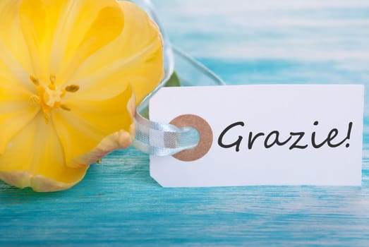 Banner with the Italian Word Grazie which means Thanks