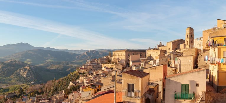 View of Leonforte, baroque town in Sicily
