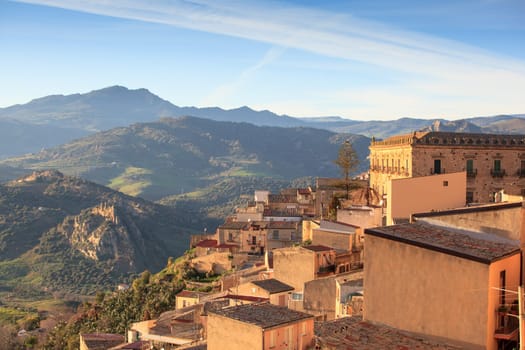 View of Leonforte, baroque town in Sicily