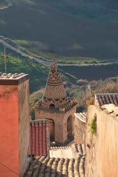 View of Leonforte, baroque town in Sicily