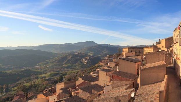 View of Leonforte, baroque town in Sicily