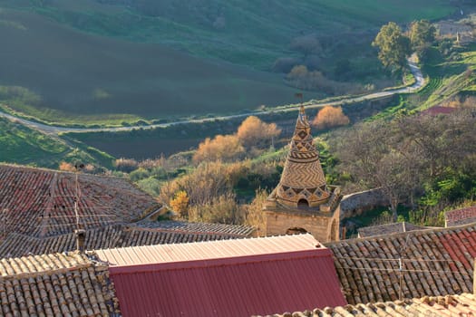 View of Leonforte, baroque town in Sicily