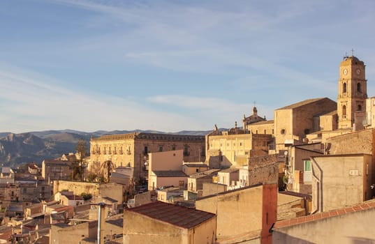 View of Leonforte, baroque town in Sicily