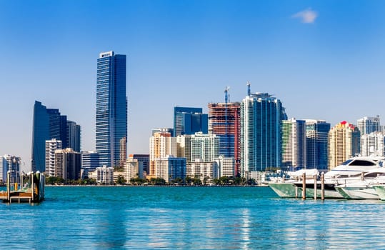 Miami south beach, view from port entry channel, Floride, USA.