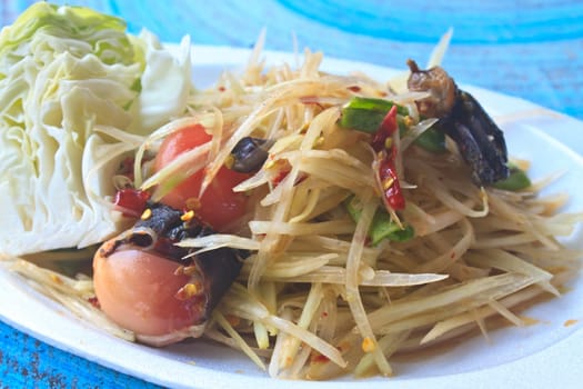 Green papaya salad Thai cuisine spicy delicious