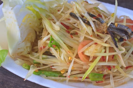 Green papaya salad Thai cuisine spicy delicious