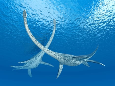 Computer-generated 3D illustration with the prehistoric plesiosaur Styxosaurus