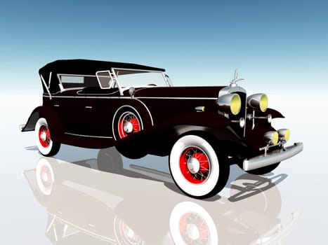 Computer-generated 3D illustration with an American automobile from the 1930s