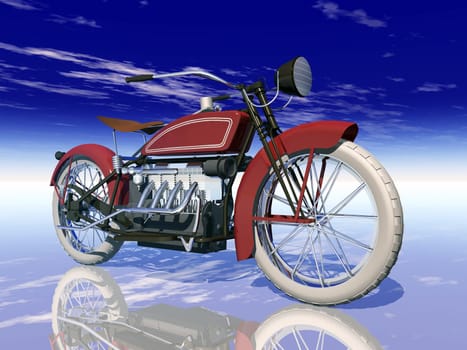 Computer-generated 3D illustration with an American motorcycle from the 1920s