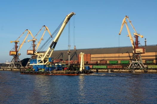 Gantries in the waters of the port of Ventspils
