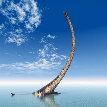 Computer-generated 3D illustration with the prehistoric plesiosaur Elasmosaurus