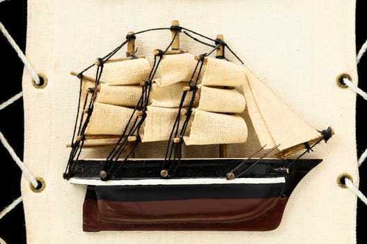 Beautiful Vintage old Wooden Pirate Sail Boat Figurine