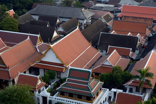 Wat Saket under the Golden Mountain Temple in the capital Bangkok of Thailand in South East Asia.