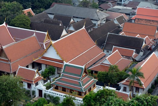 Wat Saket under the Golden Mountain Temple in the capital Bangkok of Thailand in South East Asia.