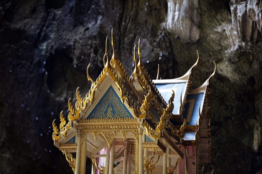 The Hoehle Tham Phraya Nakhon with the Royal Hall of Rama V from 1890 in the rocky landscape of the Khao Sam Roi Yot National Park on the Gulf of Thailand in the south-west of Thailand in South East Asia