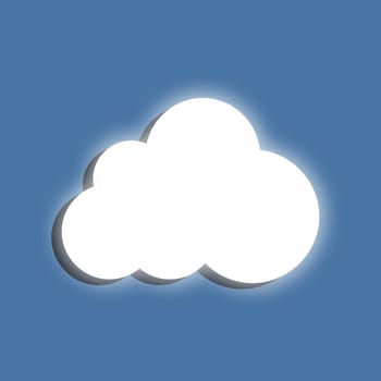 Glowing cloud symbol on a blue background. Flat design elemen.