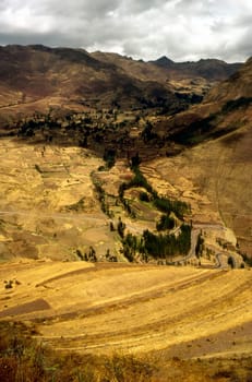 Agriculture terracing in Pisac, Peru