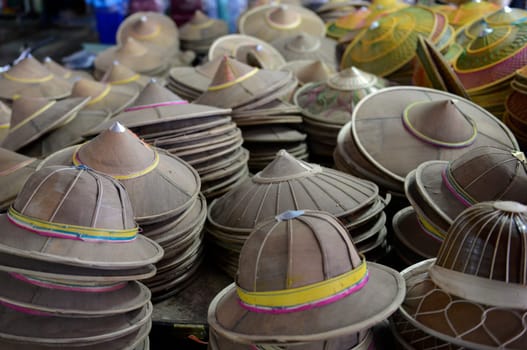 The market in the village of Mae Hong Son in the north of Thailand in South East Asia.