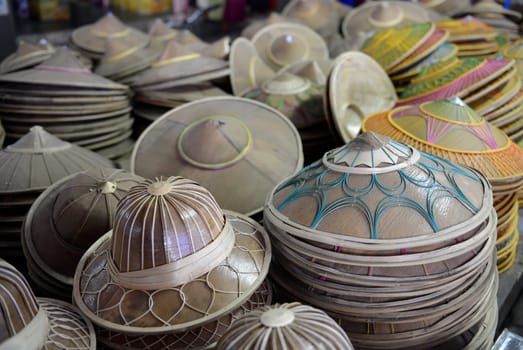 The market in the village of Mae Hong Son in the north of Thailand in South East Asia.