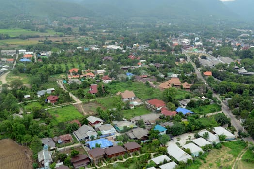 The landscape with the mountain road between Mae Hong on and pai in the mountain oust of Mae Hong Son in the north of Thailand in South East Asia.