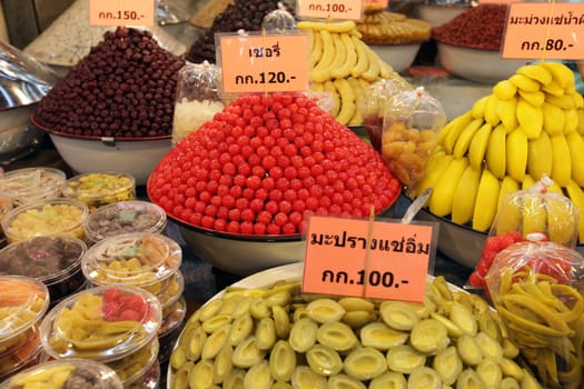 A market stall on the market in the temple city of Ayutthaya,Nov.