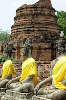 Wat Yai Chai Temple in the temple city of Ayutthaya,Thailand.