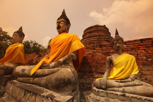 Wat Yai Chai Temple in the temple city of Ayutthaya in Thailand