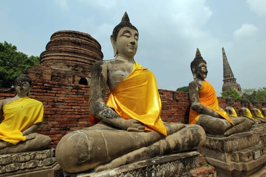 Wat Yai Chai Temple in the temple city of Ayutthaya in Thailand
