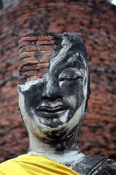 A Buddha figure in a temple in the temple city of Ayutthaya,Nov.