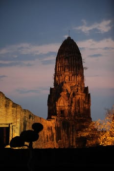 Wat Ratburana Temple in the temple city of Ayutthaya,Thailand.