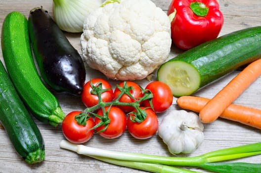 fresh vegetables on wooden board