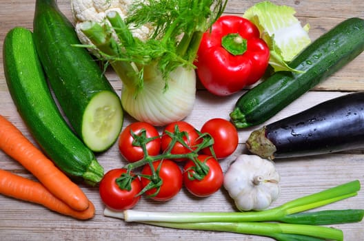 fresh vegetables on wooden board