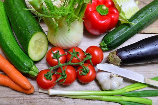 fresh vegetables on wooden board