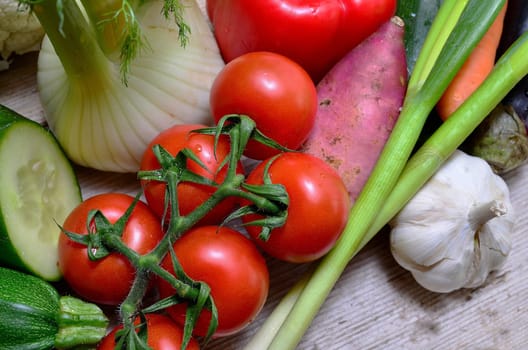 fresh vegetables on wooden board