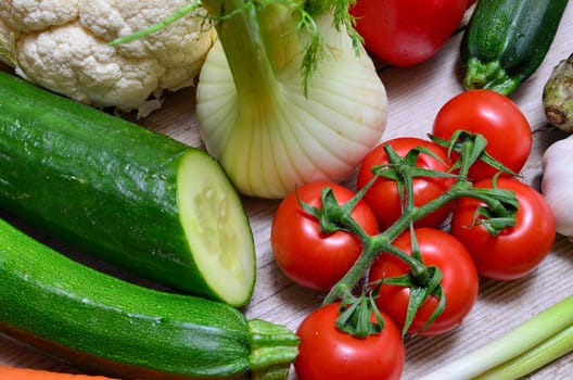fresh vegetables on wooden board