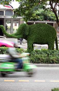 Road traffic in Siam Square in the center of Bangkok,the capital of Thailand in South East Asia.