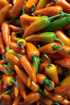 Chili at the Pak Khlong Market of Bangkok the capital of Thailand in South East Asia.
