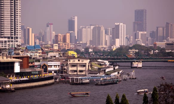 Everyday life on the Mae Nam Chao Phraya River in Bangkok's capital of Thailand in South East Asia.