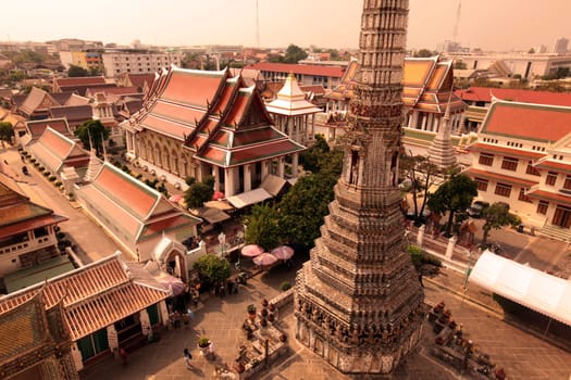 The temple complex of Wat Arun in Banglamphu in Bangkok,capital of Thailand in South East Asia.