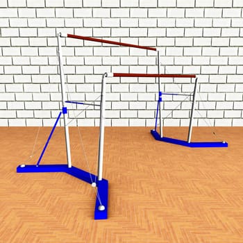 Computer-generated 3D illustration with a step bar