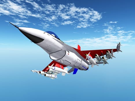 Computer-generated 3D illustration with a modern fighter aircraft
