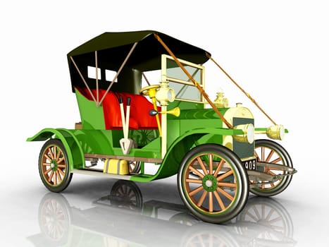Computer-generated 3D illustration with a German automobile from the 1900s