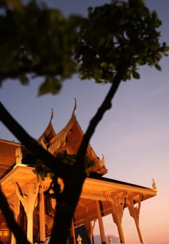 A traditional pavion at Fort Phra Sumen on the Menam Chao Phraya River in the historic center of the capital Bangkok in Thailand.