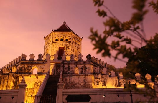 Fort Phra Sumen on the Menam Chao Phraya River in the historic center of the capital Bangkok in Thailand.